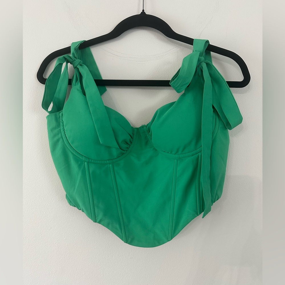 Green Women's Crop Top with Bow Straps